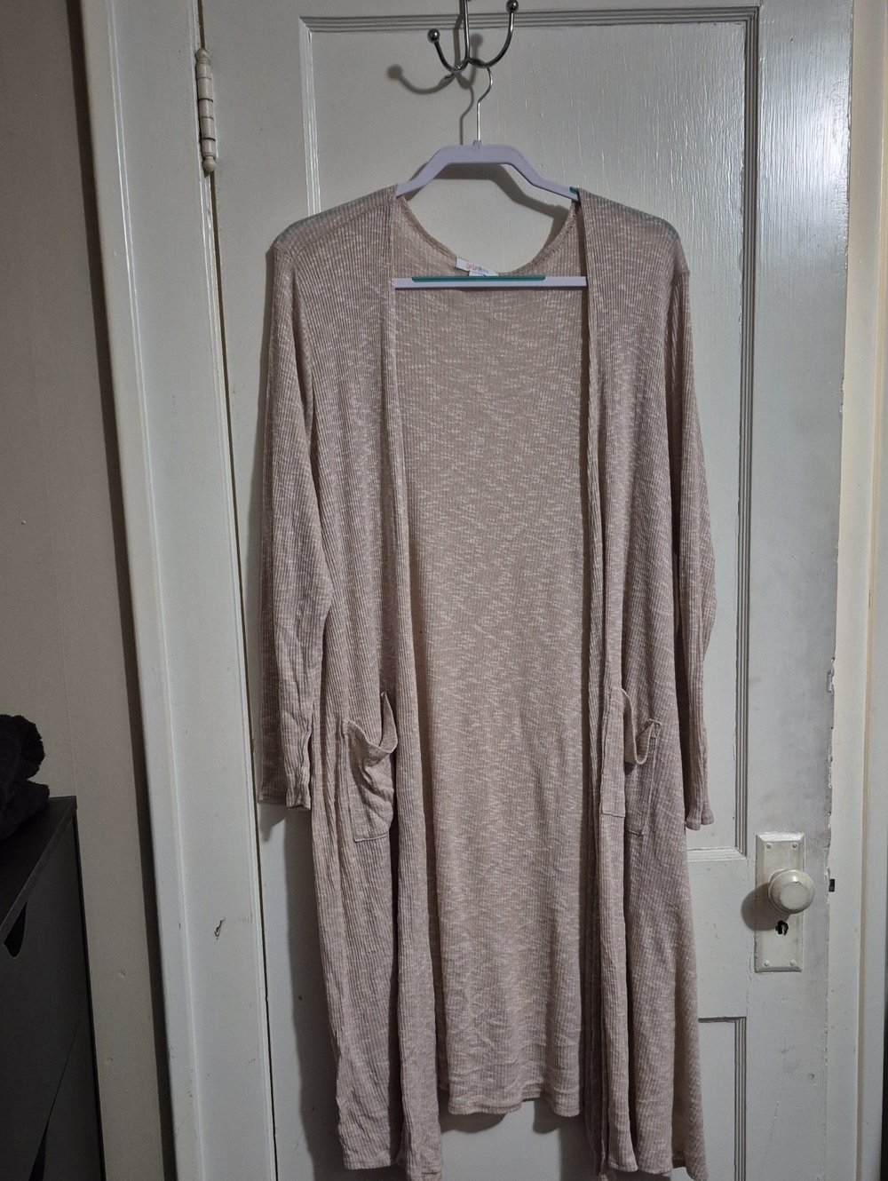 LuLaRoe Long Open-Front Cardigan in Light Beige